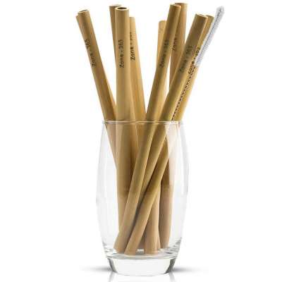 Reusable & Eco Friendly 10 pcs Bamboo Drinking Straws with Bendable Cleaning Brush